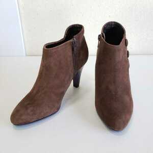  as good as new *POOL SIDE Pool Side original leather / suede re zha cai do Zip bootie / short boots (23cm) Brown / tea 