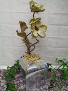  art flower aluminium flower vase anemone & succulent plant objet d'art . decoration artificial flower secondhand goods 