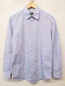 ｋ5177：ランバンコレクションLANVIN COLLECTIONメンズ長袖シャツLカジュアルシャツ隠し釦/ブルー水色/日本製 ：35