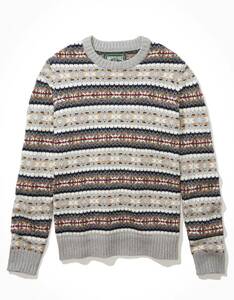 * 正規品 アメリカンイーグル AE Super Soft Fairisle Crew Neck Sweater フェアアイル柄 セーター M / Gray *