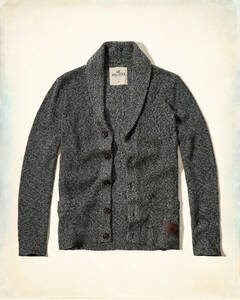 * ラスト * 新品 ホリスター カーディガン Hollister Ribbed Shawl Cardigan Sweater HCO XL / Grey *