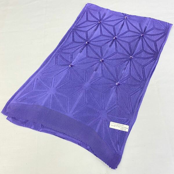 帯揚げ　帯揚　No.3-51藤紫色地　紫色絞り日本製品　絹100％地織り　麻の葉柄　縮緬　ちりめん生地ポイント　絞り　柄付け長さ約