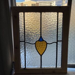 7s-907 アンティークステンドグラス 花蕾柄/上下使い可 1920年代英国製/イギリス製