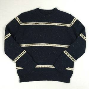 STUSSY Stussy шерсть свитер Hong Kong производства темно-синий S размер длинный рукав 
