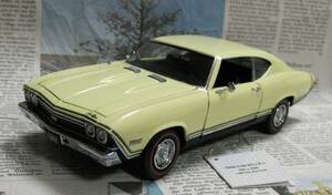 * rare out of print * world 2500 pcs * Franklin Mint *1/24*1968 Chevrolet Chevelle SS396 Coupe butter nut yellow 