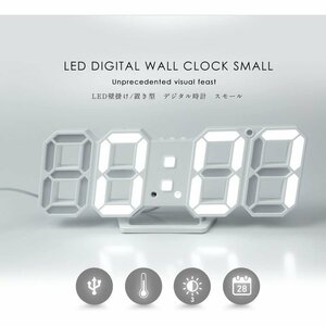 3D 置き時計 デジタル 目覚まし時計 壁掛け LED時計 自動点灯 温度計 カレンダー 壁掛け 置時計 ウォール クロック おしゃれ プレゼント
