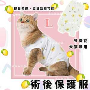 新入荷 猫犬 術後服 ウェア 離乳 避妊　手術 雄雌 エレザべスカラー　檸檬L