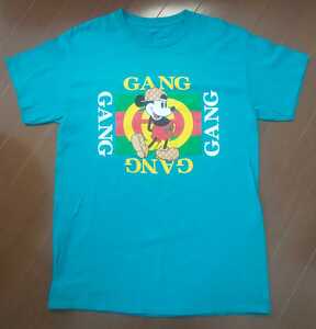 スーパーレア古着 S.O.G ミッキーマウス 半袖Tシャツ M エメラルドグリーン アパレル プリント MADE IN U.S.A GANG かわいい 