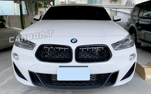 2018~ BMW X2 F39 for black diamond Monde lustre black front Kido knee grill left right set 