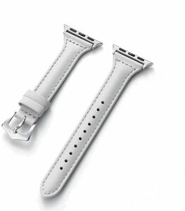 Apple Watch アップルウォッチ バンド　革ベルト　レザーベルトレディース　スリム型　42/44/45/49mm シリーズ2345678SE対応 ホワイト　白