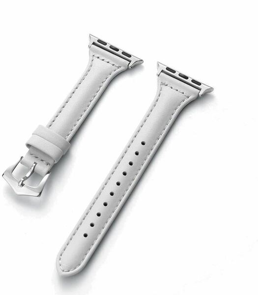 Apple Watch アップルウォッチ バンド　革ベルト　レザーベルトレディース　スリム型　42/44/45/49mm シリーズ23456789SE対応 ホワイト　白