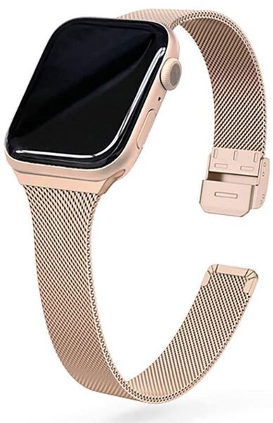 アップルウォッチバンド 金属バンド スリムタイプ 38/40/41mm Apple Watch ステンレスバンド シリーズ2345678SE対応 ローズゴールド色