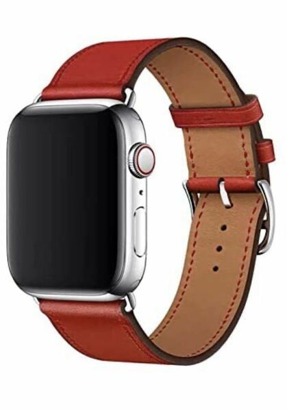 Apple Watch アップルウォッチ バンド　革ベルト　レザーベルトレザーストラップ 42/44/45/49mm シリーズ2345678SE対応 赤