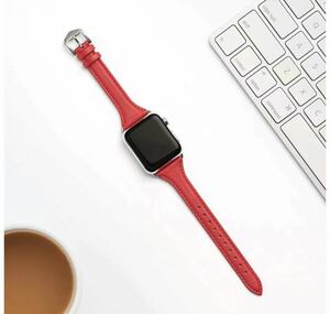 アップルウォッチ革バンド　Apple Watchバンド　革スリム型38/40/41mm エレガント　上品な赤色　感謝セール　Series9/8/7/6/5/4/3/SE対応