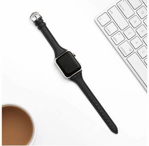 Apple Watch Apple Watch Band Кожаная ремня кожаная ремень Ladies Slim Type 38/40/41 мм серии 2345678SE Совместимый с черным черным