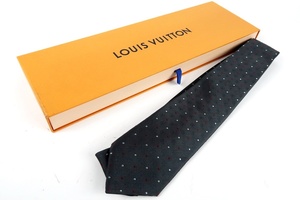 【新品同様・未使用】LOUIS VUITTON ヴィトン イタリア製 ネクタイ シルク100% グレー系 小物 服飾【KV72】