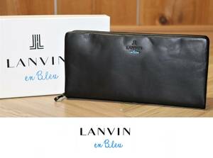 送料無料 特価即決【新品】 LANVIN en Bleu ★ リバース ラウンドファスナー 牛革 長財布 ★ ランバンオンブルー 586605 定価2万4200円