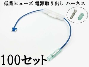 XO-002 【15A 青 低背 ヒューズ 5A 電源取り出し 100本】 ヒューズボックス フリー 検索用) カーオーディオ ETC 増設 USB オーディオ