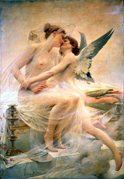 Ölgemälde von Toby Edward Rosenthal_Amor und Psyche MA2428, Malerei, Ölgemälde, Porträts