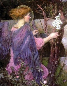 油絵 John William Waterhouse_ 受胎告知 ma2222