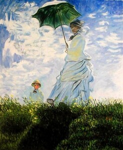 Art hand Auction 油画莫奈代表作《打阳伞的女人》MA95, 绘画, 油画, 肖像