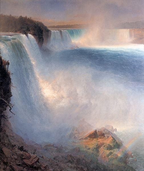 油絵 フレデリック･エドウィン･チャーチ_ナイアガラの滝 MA3135, 絵画, 油彩, 自然, 風景画