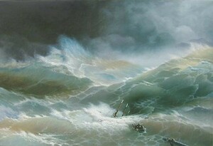 Art hand Auction Pintura al óleo La obra maestra de Ivan Aivazovsky_Stormy Voyage MA133, cuadro, pintura al óleo, retrato