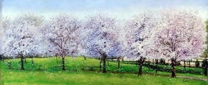 Art hand Auction Oil painting Cherry blossom park MA583, Painting, Oil painting, Nature, Landscape painting