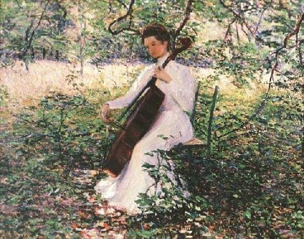 油画 Lilla Cabot Perry_大提琴演奏者 ma2254, 绘画, 油画, 肖像