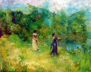 Art hand Auction 油絵 デェウイングの名作_夏 MA452, 絵画, 油彩, 自然, 風景画