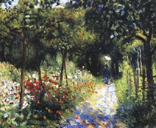 Ölgemälde Renoirs Meisterwerk_ Flower Blooming Path MA1634, Malerei, Ölgemälde, Porträt