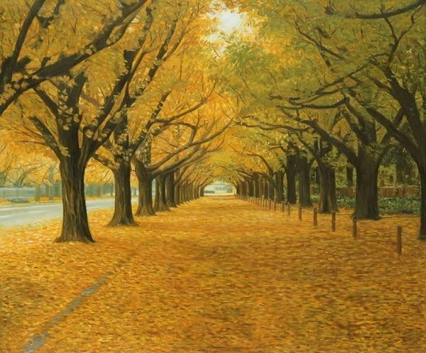 Oil painting Ginkgo Trees MA220, Painting, Oil painting, Portraits