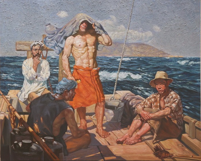 Pintura al óleo de Sanzo Wada., obra maestra_Viento del Sur MA3149, Cuadro, Pintura al óleo, Retratos