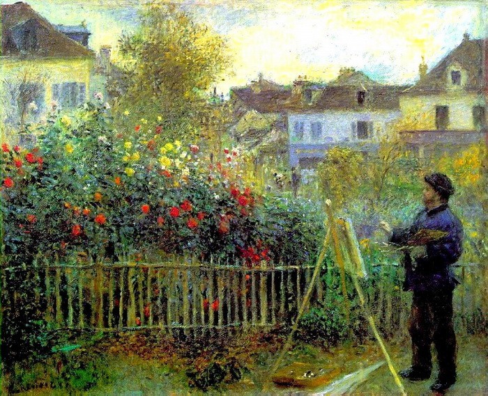 Oil painting: Renoir's masterpiece, Monet working in the garden at Argenteuil MA3177, Painting, Oil painting, Portraits