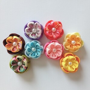 8色二段 お花 つまみ細工 ちりめん細工 ハンドメイド