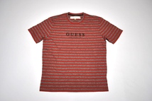 即決【GUESS】ゲス ボーダーTシャツ グレー/赤 S 大きめサイズ GUESS 新品 _画像1