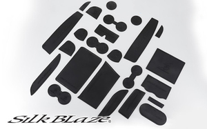 SilkBlaze/車種別ラバーポケットマット24点セット【30系アルファード/ヴェルファイア用】/黒地/黒ロゴ 品番：SB-RPM-001
