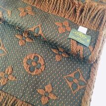 １円★ 美品 ルイヴィトン LOUIS VUITTON ヴィトンマフラー エシャルプロゴマニア ウール シルク混 マフラー ブラウン 茶 used 男女問わず_画像7