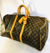 １円★ ルイヴィトン LOUIS VUITTON モノグラム キーポル55 ボストンバッグ M41424 旅行バッグ ポワニエ ネームタグ 南京錠 used 良品_画像1