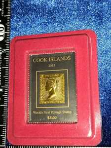  Cook various island pe knee black pure Gold stamp New Zealand 8 dollar 22K gold . stamp original in the case 