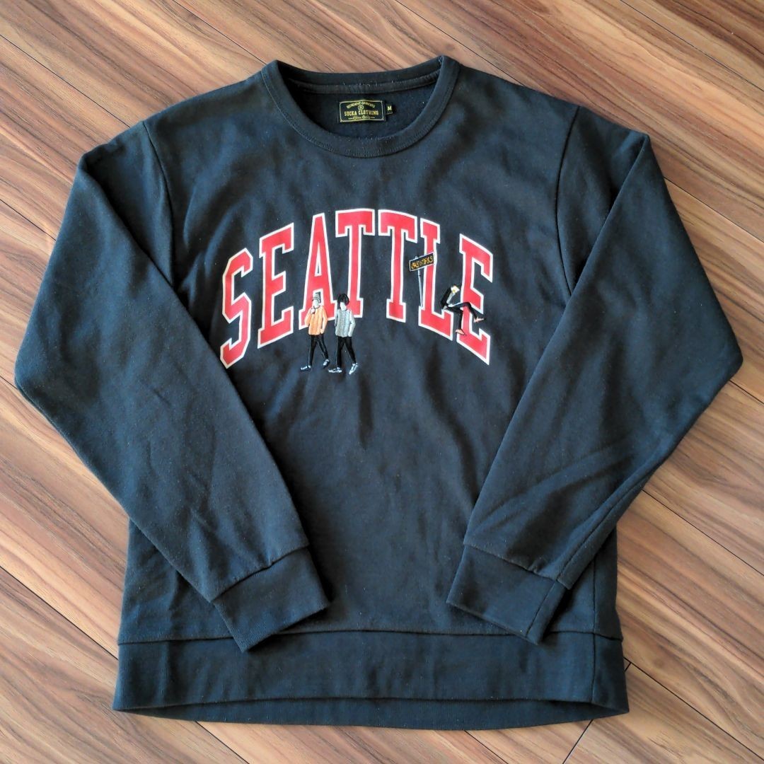 良デザイン】NIKE センターロゴ刺繍 スウェット トレーナー L 黒 人気