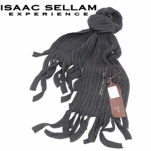 新品◆ISAAC SELLAM Experience/アイザック セラム カシミヤ混 フリンジ ロング デザイン マフラー チャコールグレー