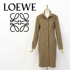 ◆LOEWE/ロエベ カシミヤ混 ウール スタンドカラー コート ブラウン 38