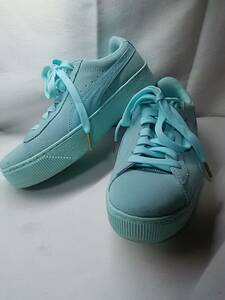 [Красивые товары для испытательной одежды] Puma Puma Sneakers Ladies 23 см мягкойфомы мягкая бывшая мята -зеленая зеленая кожа замша