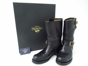 Y'2 LEATHER ECO HORSE ENGINEER BOOTS BLACK エコホース エンジニア ブーツ EB-01 SIZE:7D ▼SH5630