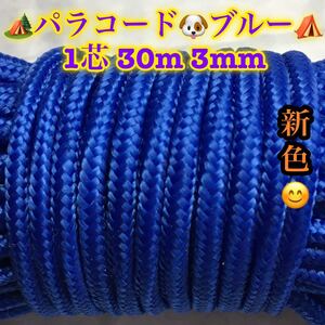 ☆★パラコード★☆1芯 30m 3mm☆★ ブルー ★手芸とアウトドアなど用★
