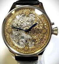 1円～☆世界三大高級時計 パテックフィリップ/豪華彫金/スケルトン/PATEK PHILIPE/メンズ手巻腕時計/アンティーク/安心保証/OH済/ 動作良好_画像8