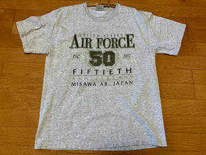 90s USA製 米軍 三沢基地 アニバーサリー アメリカ空軍 USAF Tシャツ エアフォース U.S.AIR FORCE 霜降りグレー