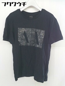 ◇ Armani Exchange アルマーニ エクスチェンジ プリント 半袖 Tシャツ カットソー サイズS ブラック メンズ
