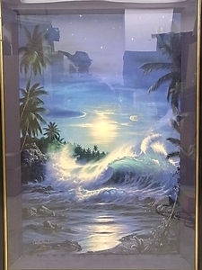 e7374 genuine work guarantee silk screen Christian *lasen[maui moon ll] C/E I68/250 written guarantee picture frame 